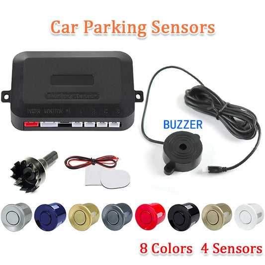 SINOVCLE 4 Sensors Buzzer 22mm Car Parking Sensor Kit Reverse Backup Radar Sound Alert Indicator Probe System 12V  Free Shipping