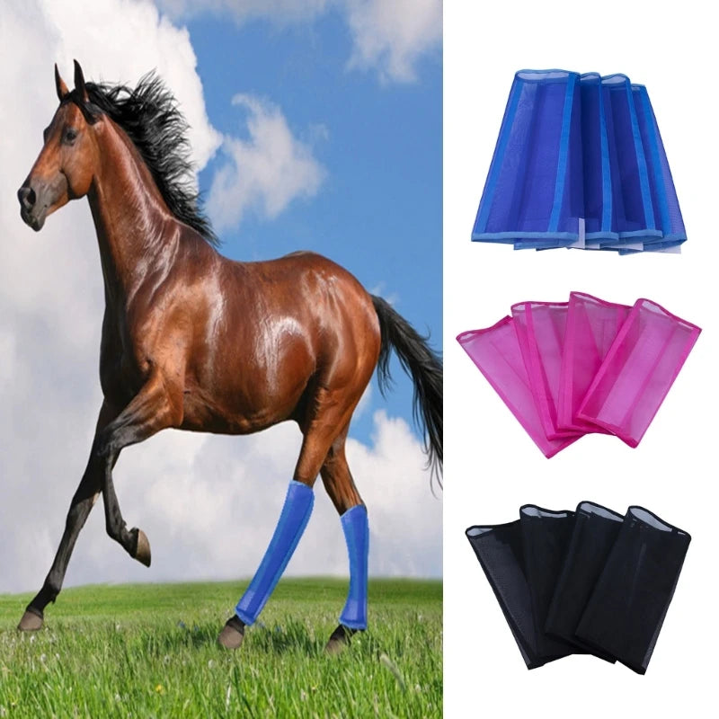 4Pcs Breathable Horse Boot for Preventing Flies Protective Horse Leg Wraps Fly Boot for Horses Mesh Horse Fly Leggings G99D