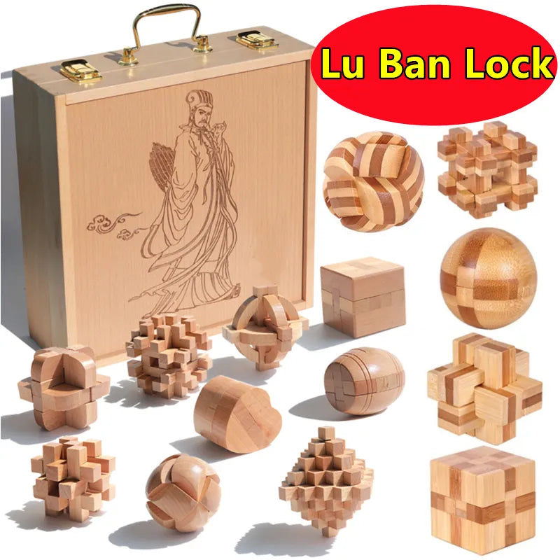 New Wooden Kong Ming Lock Lu Ban Lock IQ Brain Teaser Educational Toy Children Montessori 3D Puzzles Game Unlock Toys Kid Adult