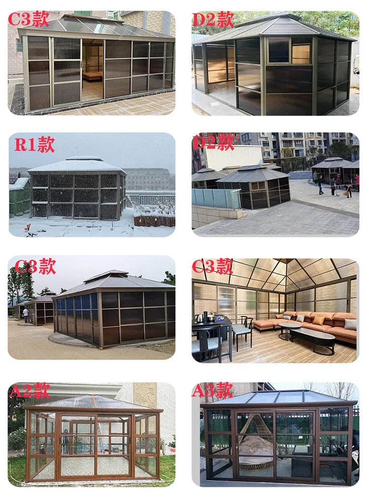 Outdoor gazebo tent villa courtyard glass house roof garden aluminum alloy pavilion terrace shaded sun room