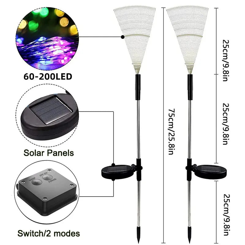 Solar LED Firework Fairy Lights Outdoor Garden Decoration 8 flashing modesLawn Pathway Lights Patio Yard Party Christmas Wedding