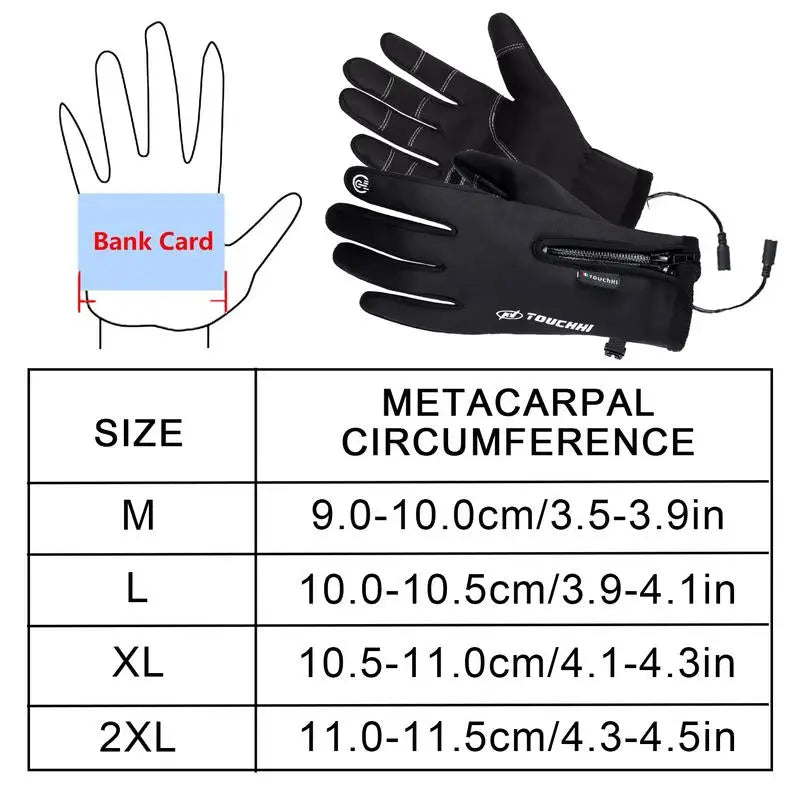 Winter Thermal Heated Ski Bike Motorcycle Touch-screen USB Rechargeable Warm Gloves Electric Hand Warmers Winter Mittens