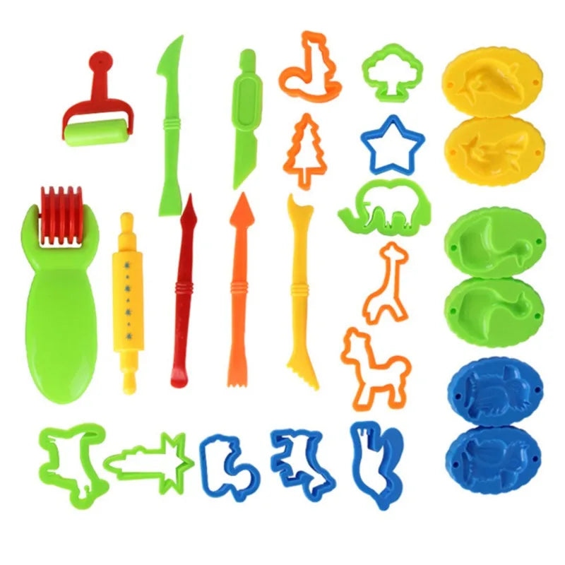 Play Dough Model Tool Toys Creative 3D Plasticine Tools Playdough Set Clay Cutters Moulds Deluxe Set Learning Education Kids Toy