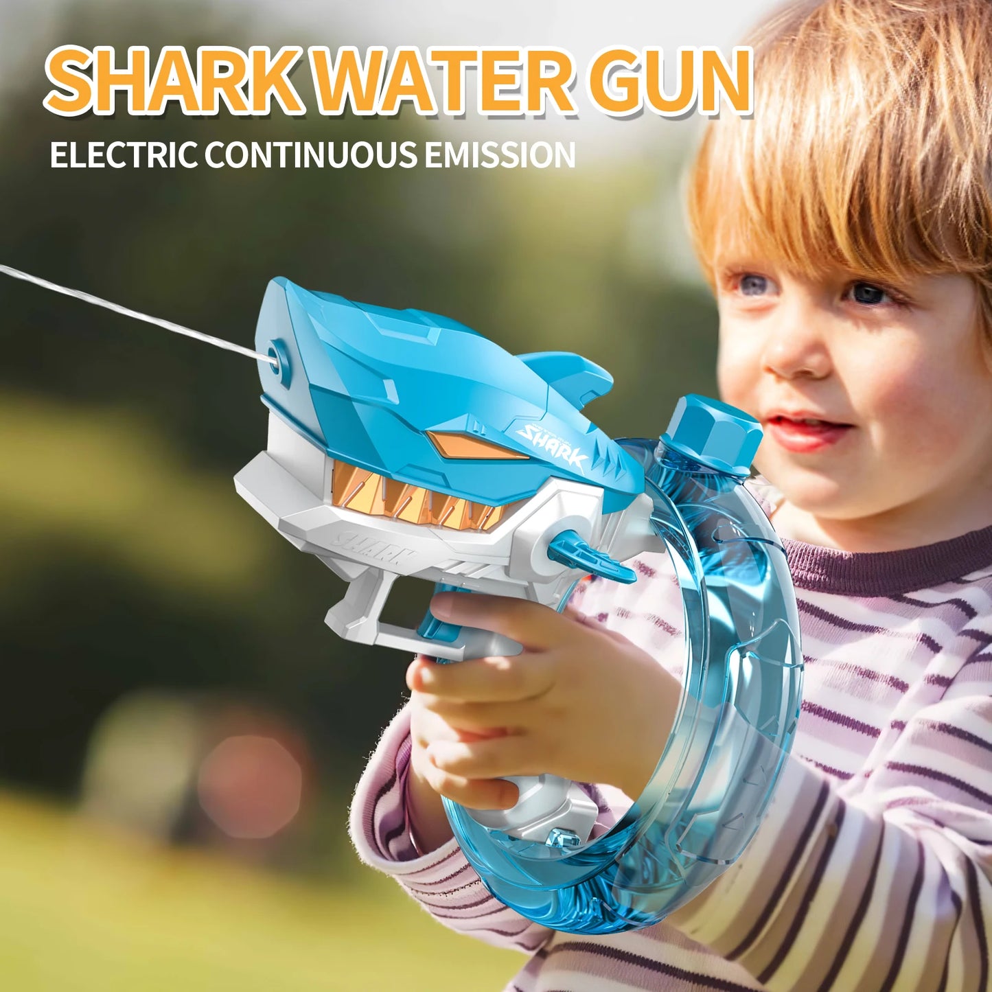 Shark Electric Water Gun Child Toy Automatic Water Blaster Large Capacity Splashing Soaker Summer Outdoor Party Games Kids Gift