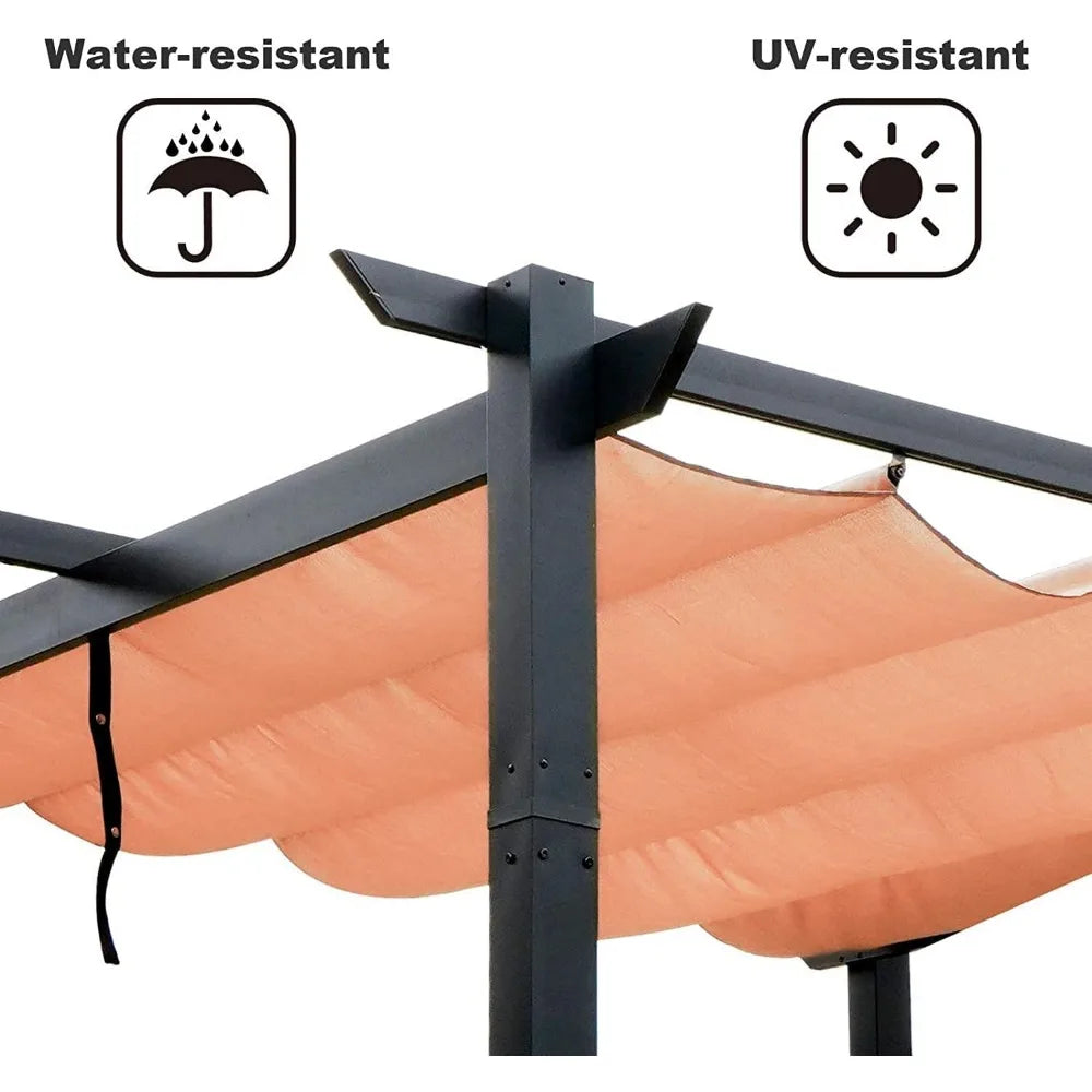 10' X 10' Outdoor Retractable Pergola with Weather-Resistant Canopy, Aluminum Patio Pergola Gazebo for BBQ, Party, Beach