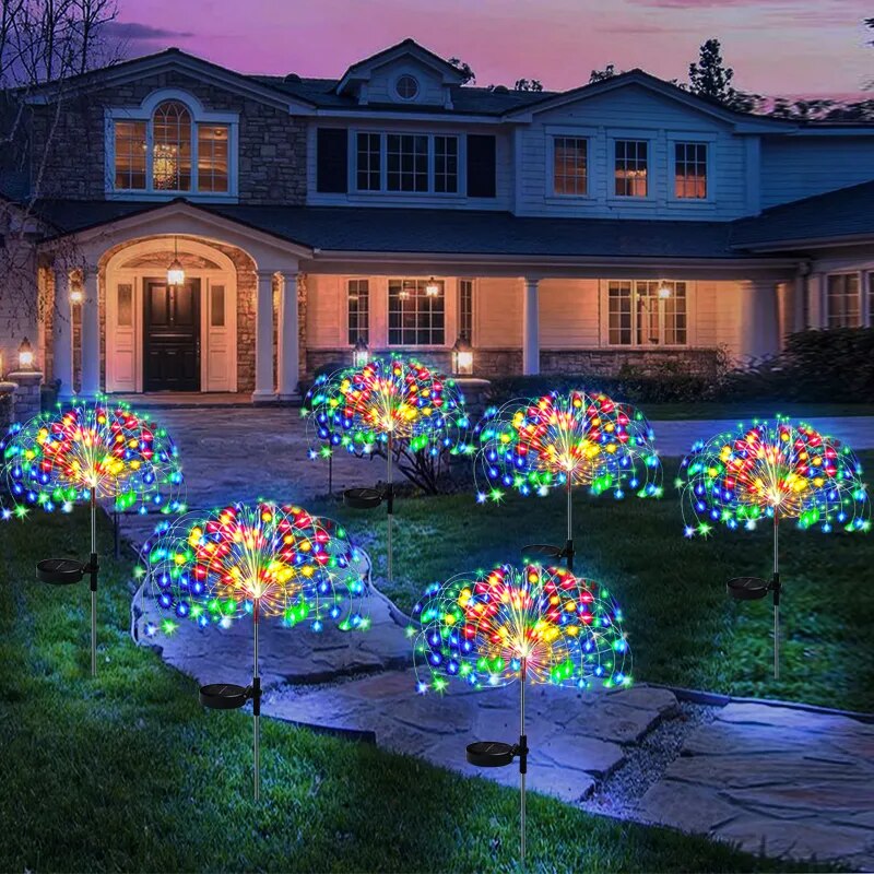 Solar LED Firework Fairy Lights Outdoor Garden Decoration 8 flashing modesLawn Pathway Lights Patio Yard Party Christmas Wedding