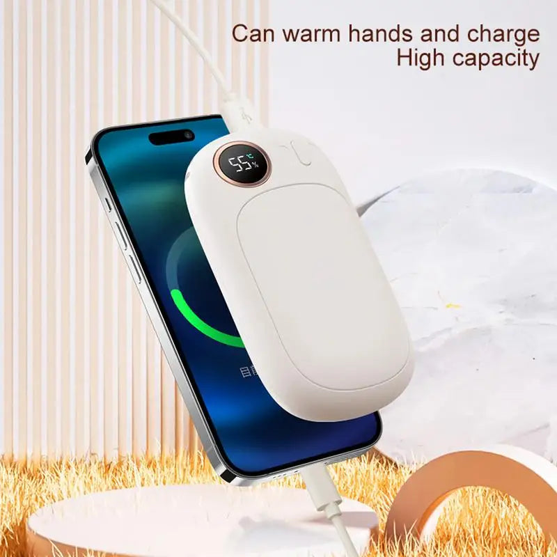 2-in-1 5200mAh capacity Hand Warmer Power Bank with 5-speed temperature adjustment With digital display double-sided heating