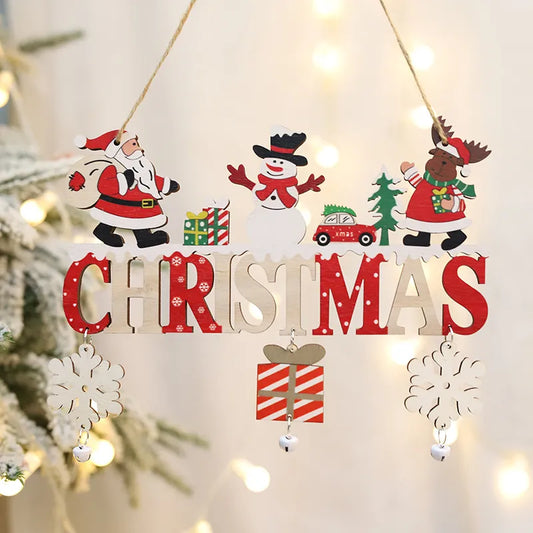 Wooden Christmas Hanging Pendants Gnome Santa Claus Merry Christmas Decoration for Home Xmas Tree Ornaments 2024 New Year Gifts