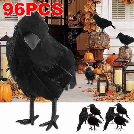 Small Simulation Fake Bird Realistic Halloween Black Crow Model Home Decoration Animal Scary Toys Eye-catching Lightweight