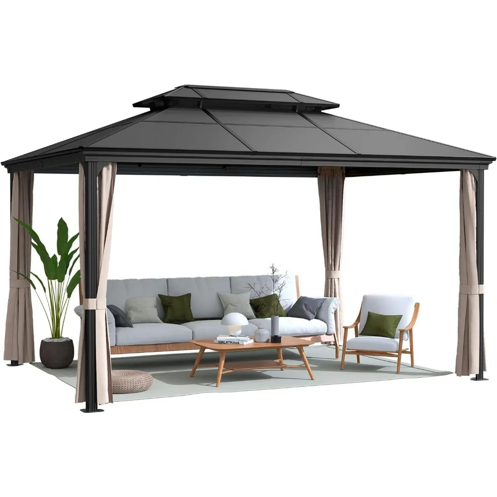 Hardtop Gazebo Aluminum Frame Outdoor Gazebo for Patio, Lawn, Deck, Poolside