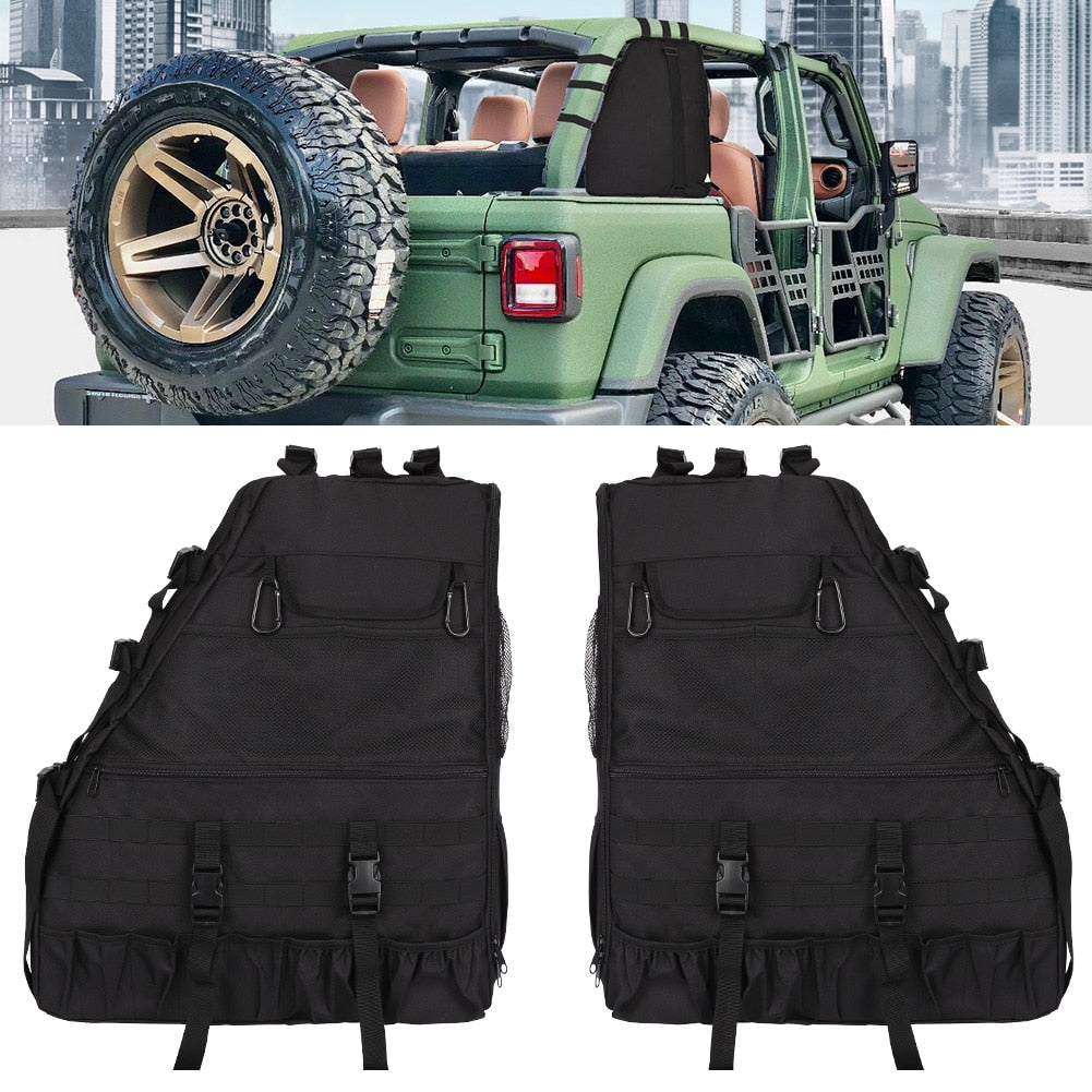 Roll Bar Storage Bag Cage Cargo For Jeep Wrangler JK JKU JL 4-Door 2007-2019 Saddle Bag Multi-Pocket Organizers Tool Storage Bag