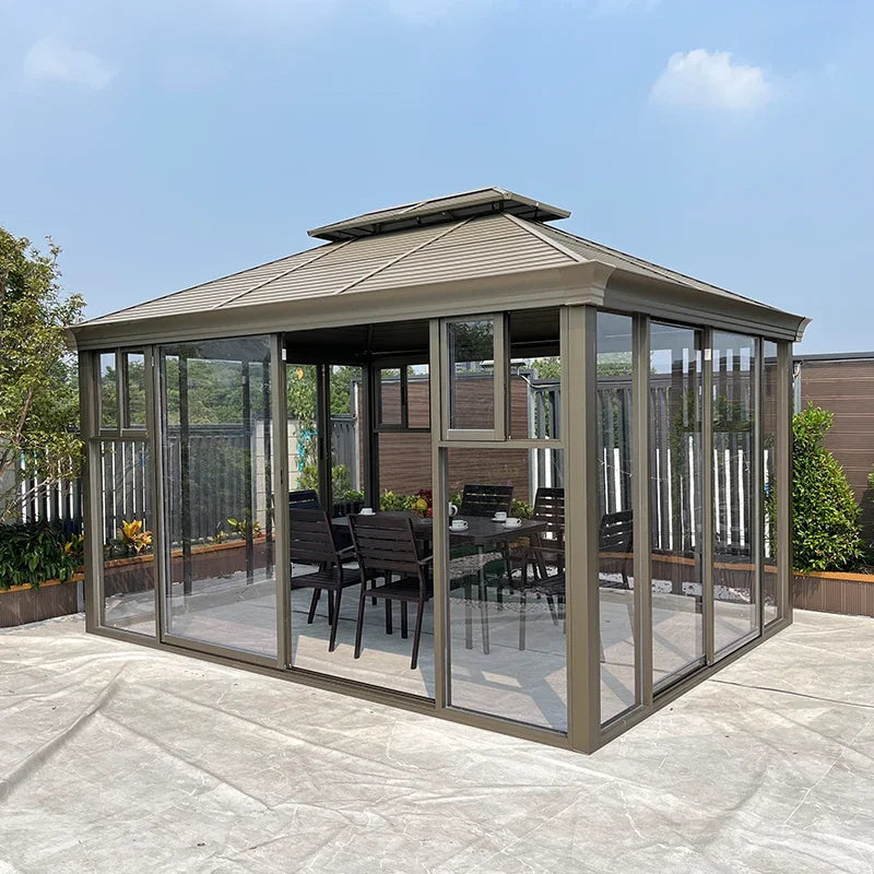 Outdoor gazebo tent villa courtyard glass house roof garden aluminum alloy pavilion terrace shaded sun room