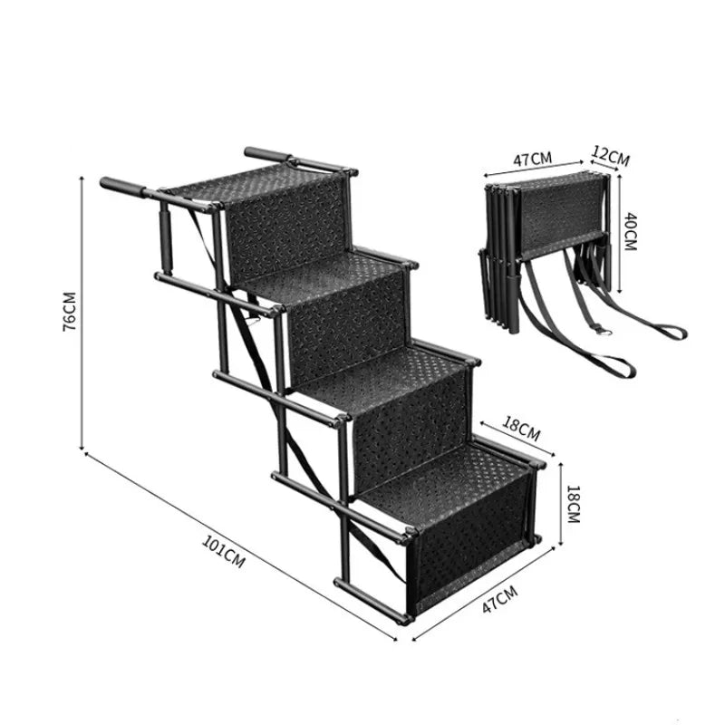 Dog Ramp for Trucks High-Quality Steel Folding Pet Dog Puppy Step Stairs Portable Lightweight Car Dogs Steps Stairs Ladder