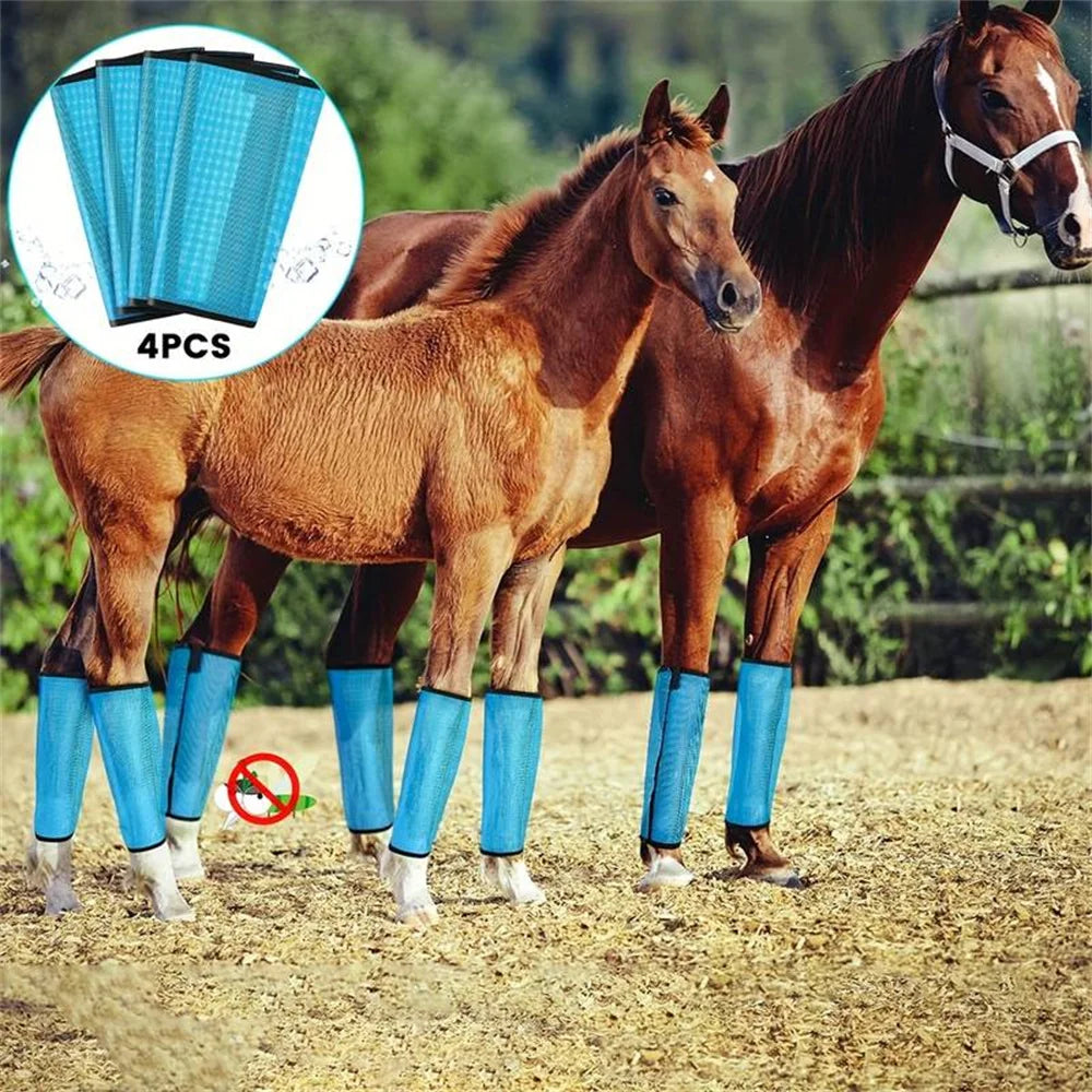 4pcs Fly Protection Breathable Mesh Horse Boots To Keep Flies & Mosquitoes Away