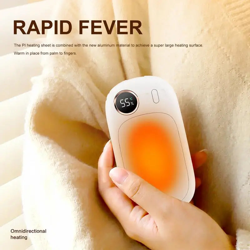 2-in-1 5200mAh capacity Hand Warmer Power Bank with 5-speed temperature adjustment With digital display double-sided heating