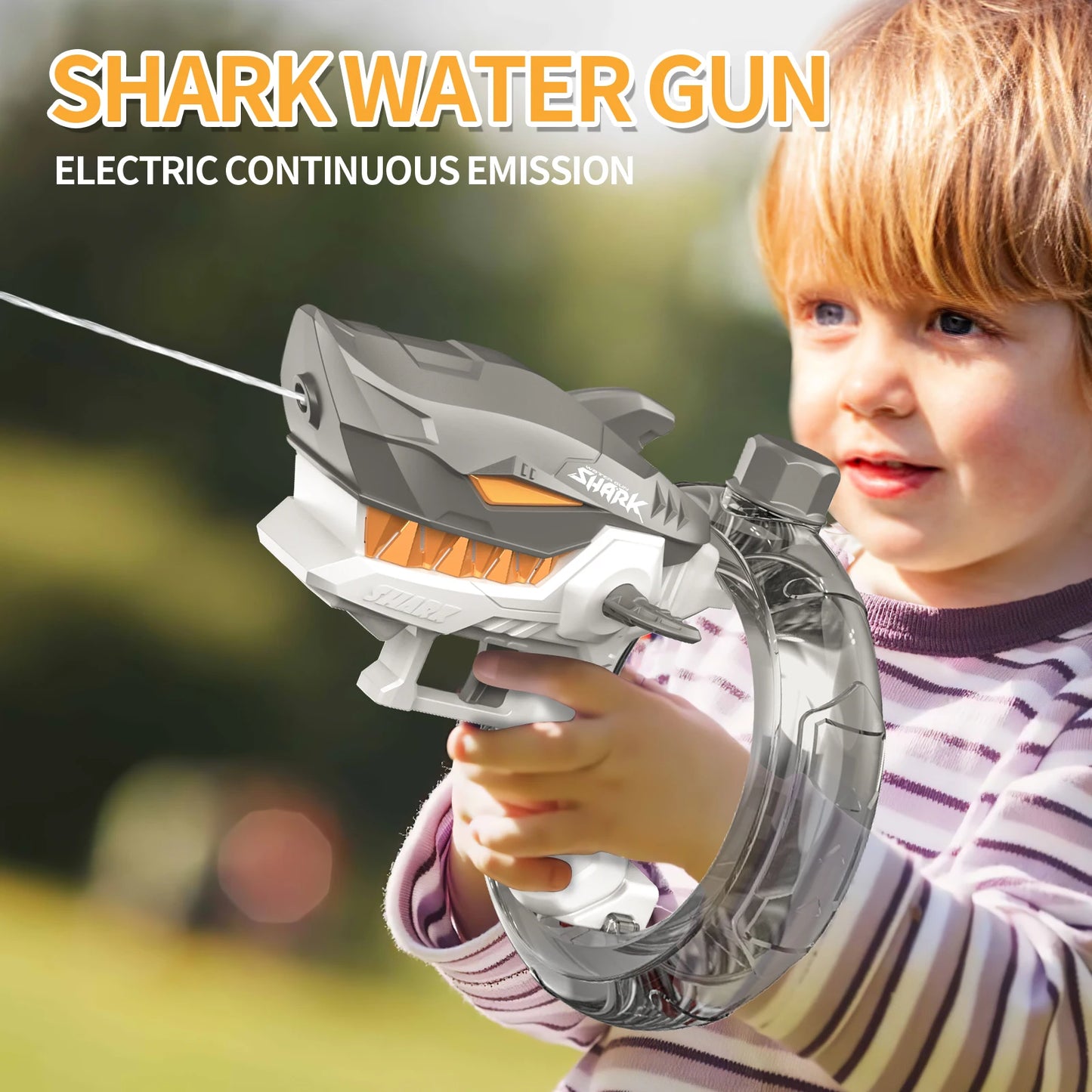 Shark Electric Water Gun Child Toy Automatic Water Blaster Large Capacity Splashing Soaker Summer Outdoor Party Games Kids Gift