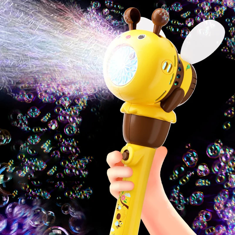 Bee Automatic Electric Bubble Gun Toy For Kids Handheld Soap Bubbles Gun Children's Toys Summer Outdoor Party Games Kids Toys