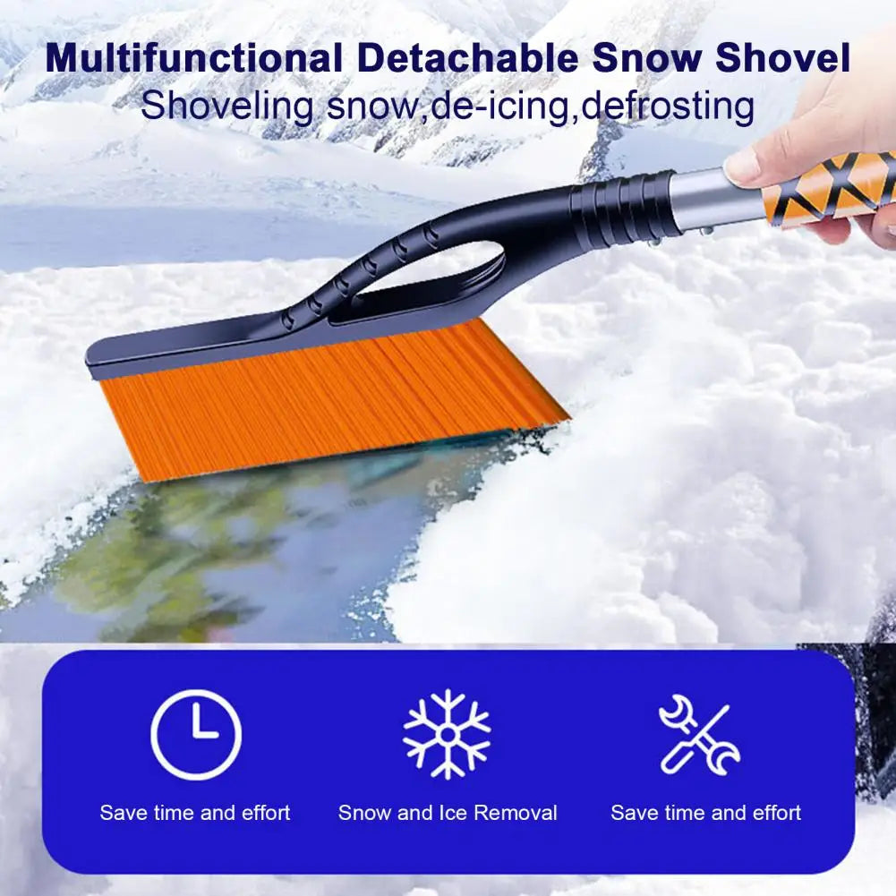 Multi-functional Snow Removal Tool Detachable Long Handle Car Snow Brush Ice Scraper with Sponge Grip High Density for Auto