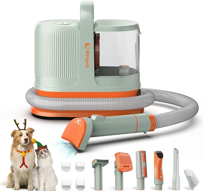 Dog Vacuum for Shedding Grooming, 6-In-1 Dog Grooming Kit & Vacuum Suction 99% Pet Hair - Lightweight Large Dust Box, Grooming Vacuum with 6 Tools for Shedding Thick &Thin Dogs Cats Pet Hair