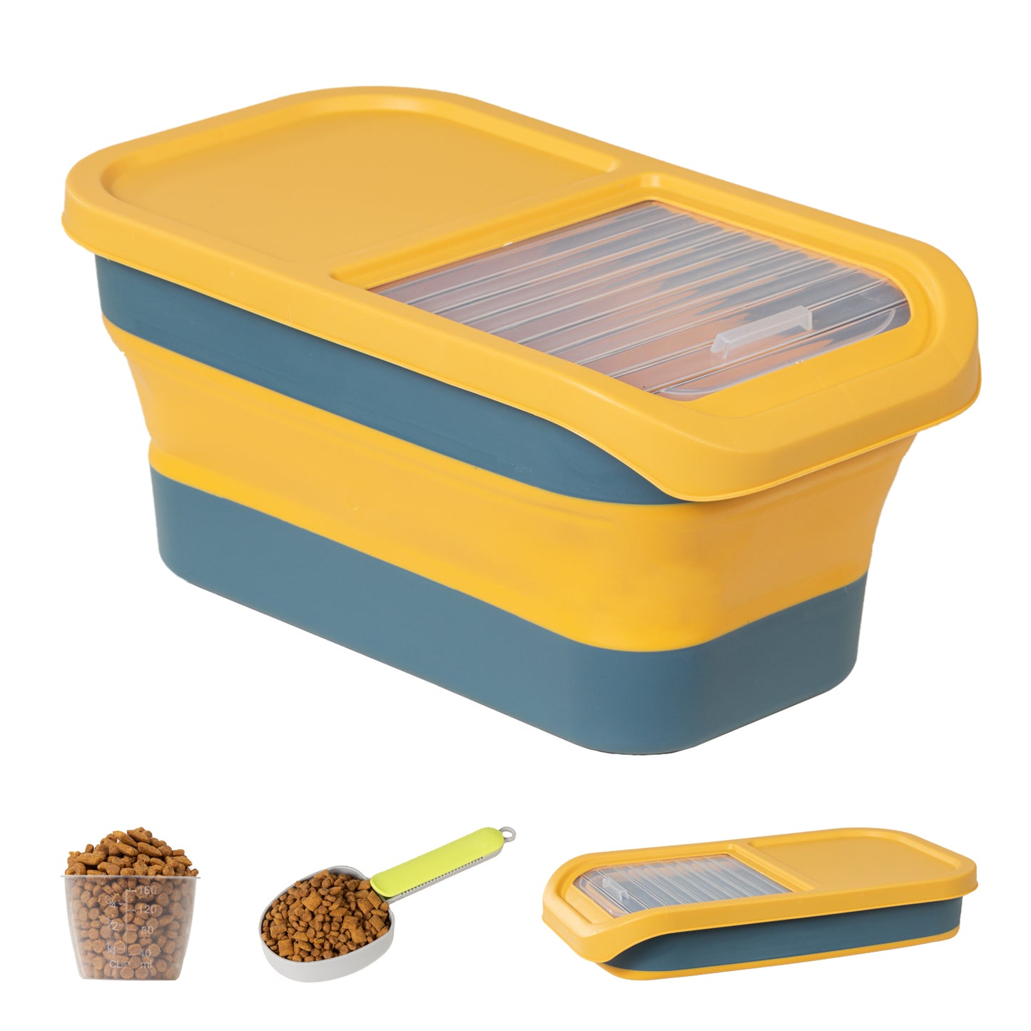 10-13lbs Folding Dog Food Storage Container with Lids, Scoop and Measuring Cup; Pet Food Container; Pet Food Storage Containers Dry Food for Dog, Cats and Other Pets