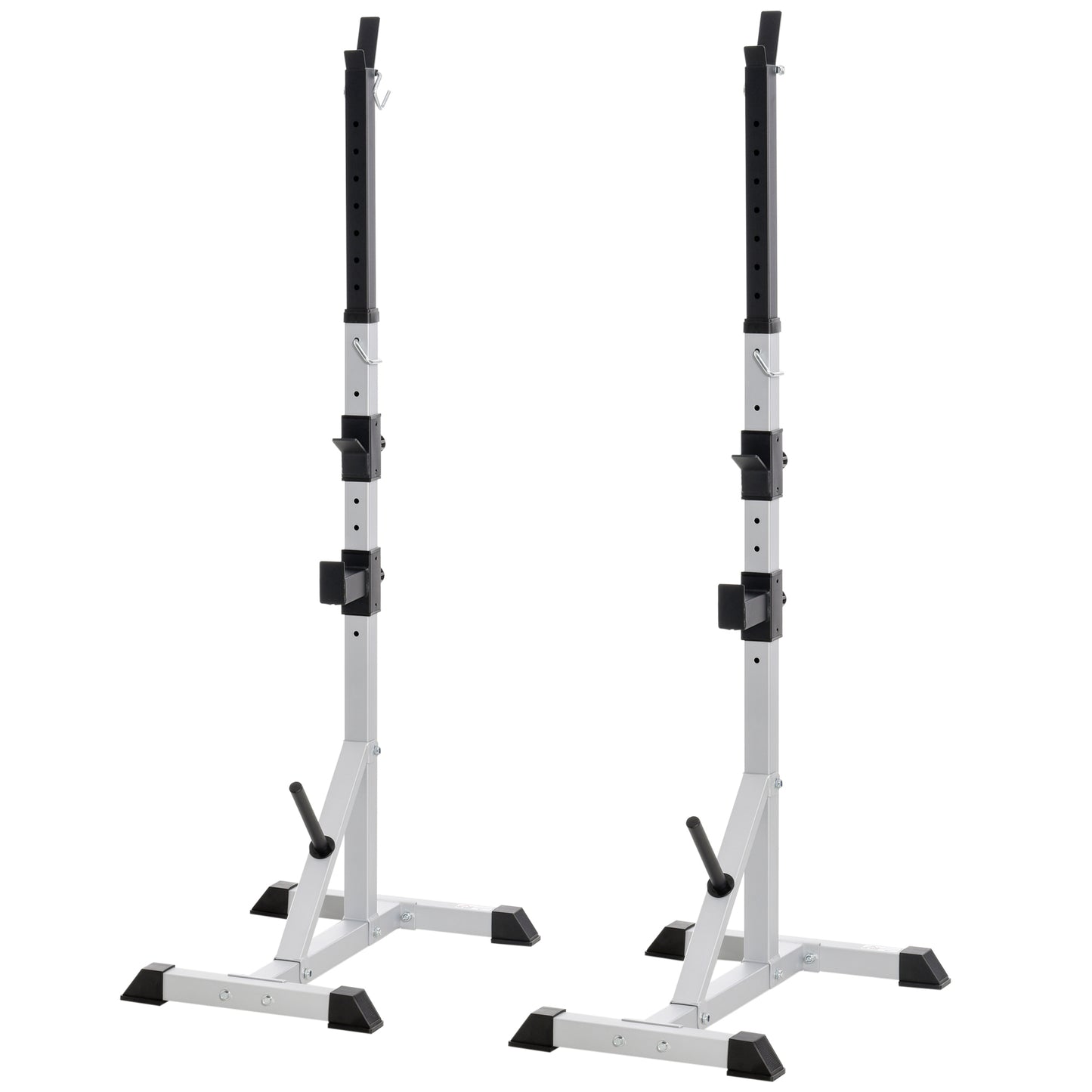 Soozier 2-Piece Pair Steel Height Adjustable Barbell Squat Rack and Bench Press 23" x 29.75" x 69.25"