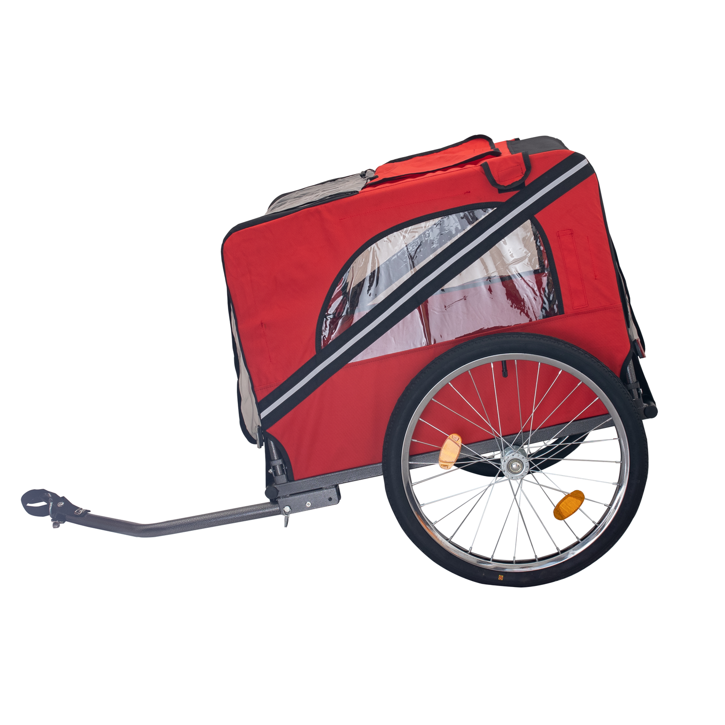 Dog Bike Trailer, Breathable Mesh Dog Cart with 3 Entrances, Safety Flag, 8 Reflectors, Folding Pet Carrier Wagon with 20 Inch Wheels, Bicycle Carrier for Medium and Small Sized Dogs