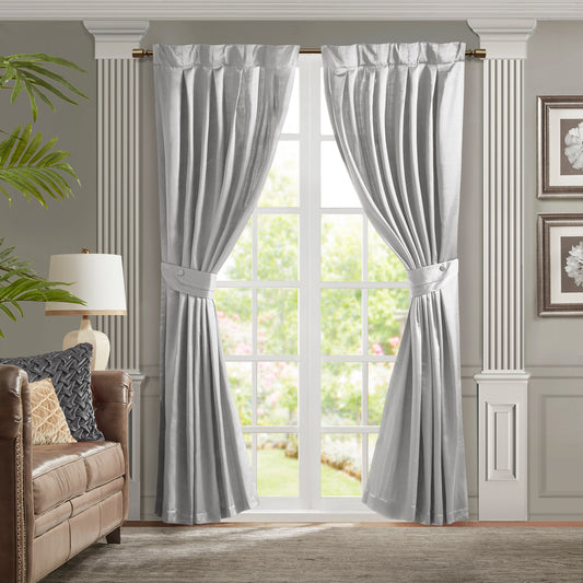 Pleat Curtain Panel with Tieback (Single) Silver 52x96'