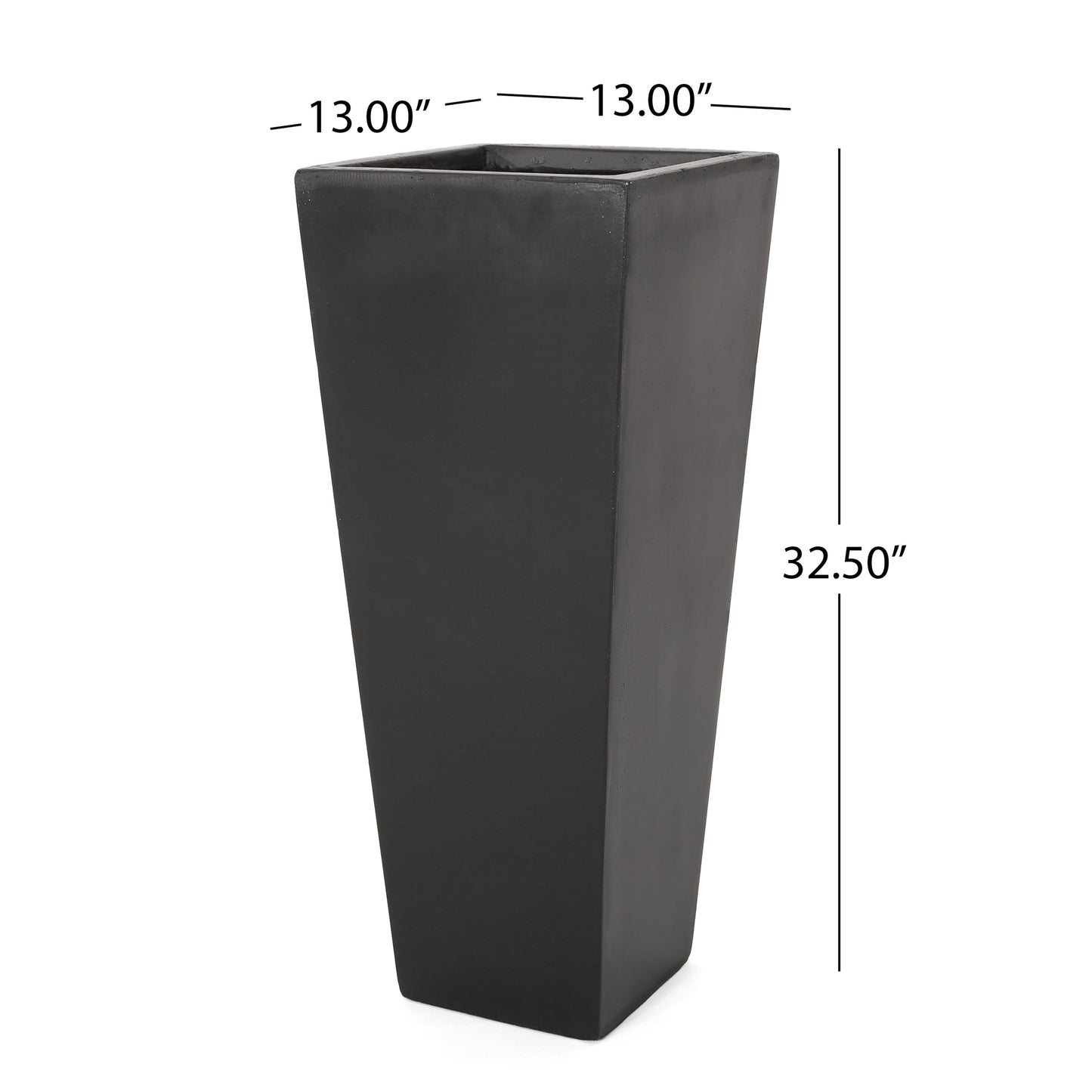 13" x 32.5" Outdoor Modern MGO Cast Stone Planter, Black