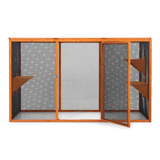 Detachable Cat Enclosure with Waterproof Roof and 3 Jumping Platforms, Orange