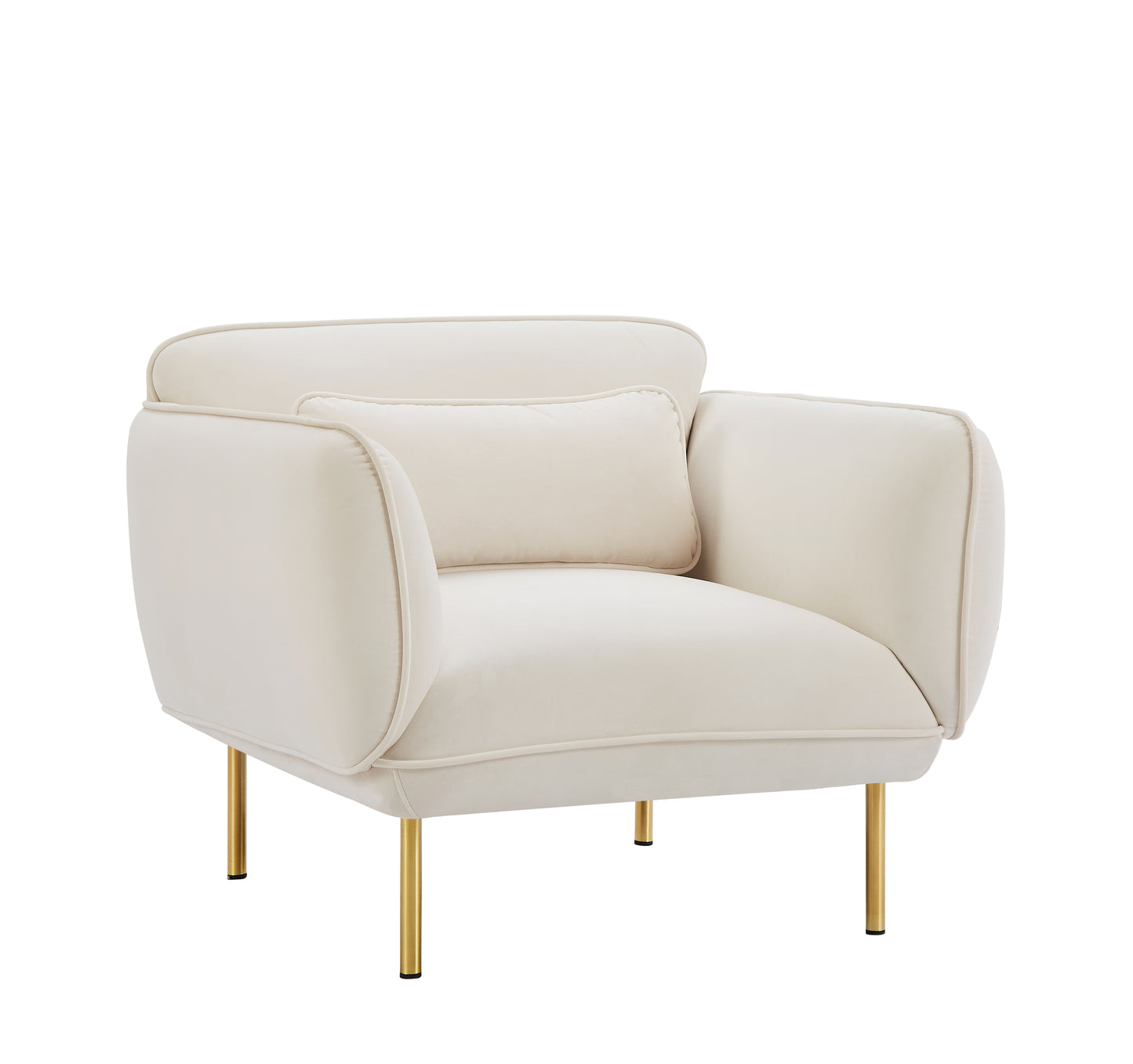 [SantaChoice] Oversized Living Room Accent Velveta Armchair Upholstered-Single Sofa Chair, Comfy Fabric Armchair with Metal Leg for Bedroom Living Room Apartment, Beige