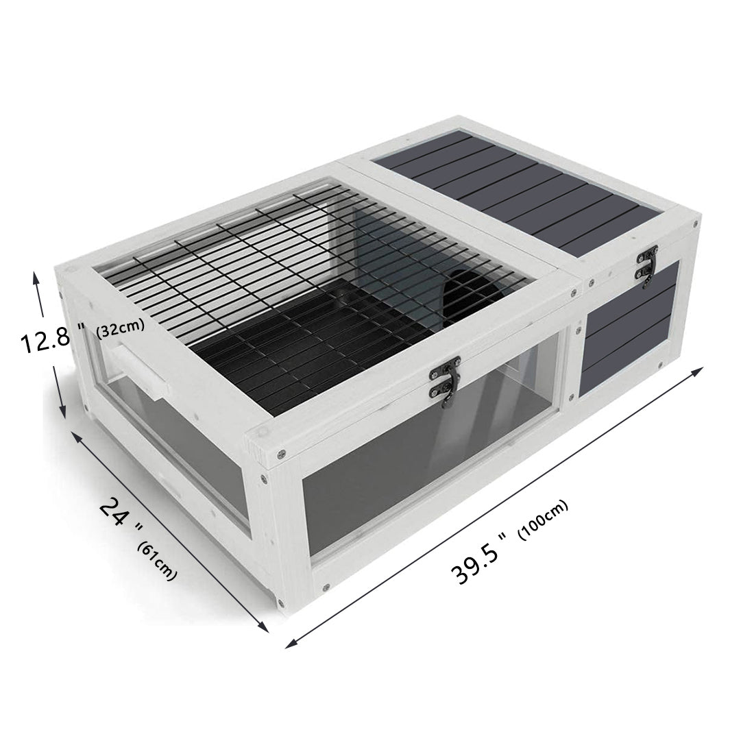 39.5＂Wood Tortoise House Indoor Turtle Habitat Reptile Cage for Lizards, Geckos, with Removable Waterproof Tray