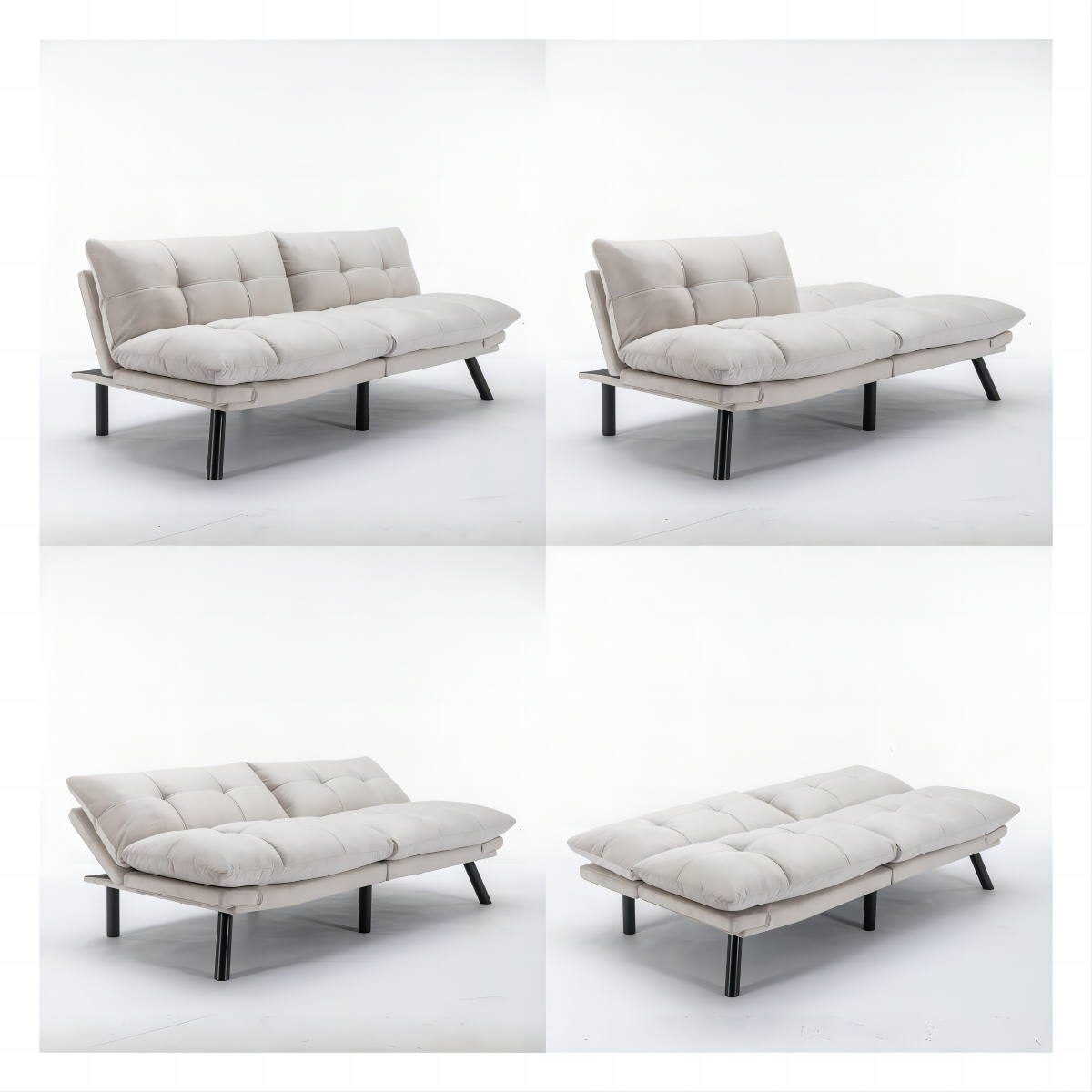 [SantaChoice] Cream Convertible Folding Modern sofa Bed