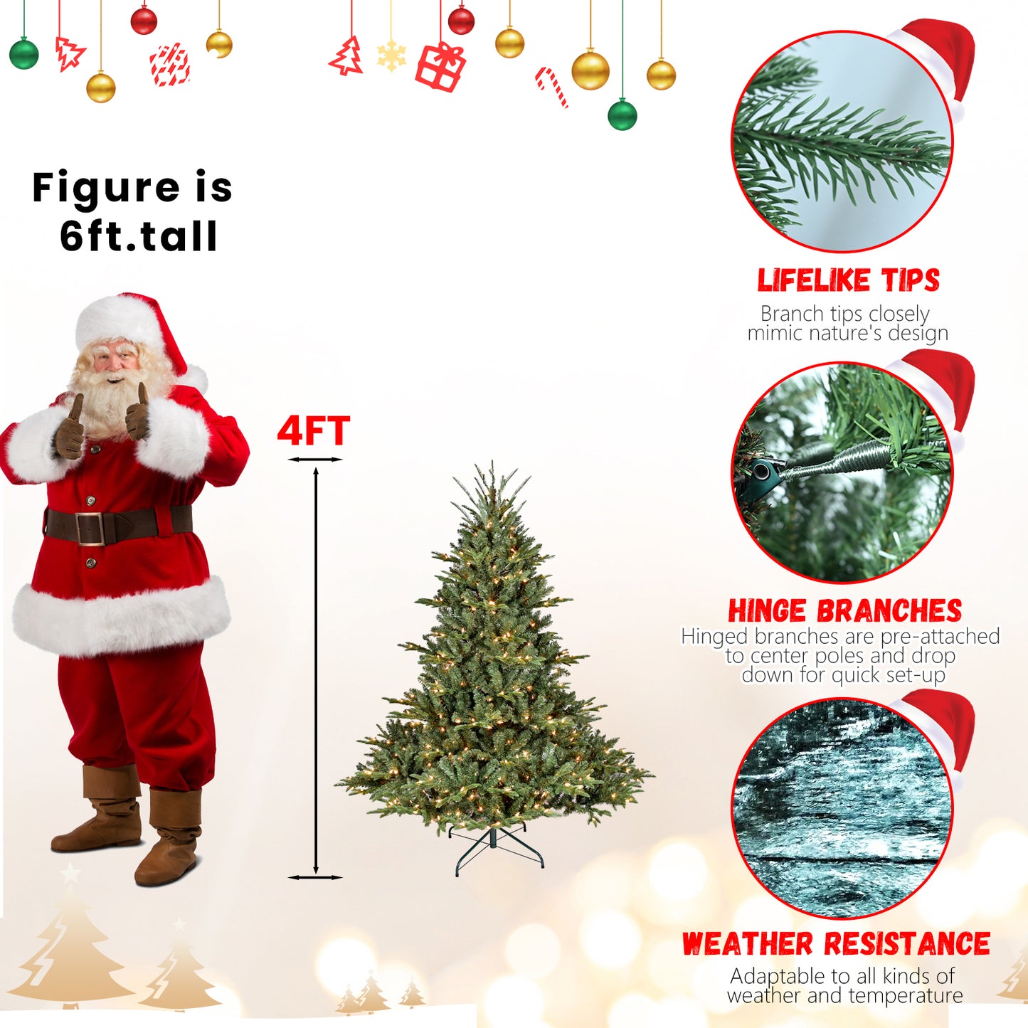 7FT Christmas Tree Simulate Nature Advanced Materials Premium Hinged Spruce Artificial Douglas Firs Tree, Christmas Holiday Party Atmosphere Decoration New Year Celebration PE+PVC Xmas Tree