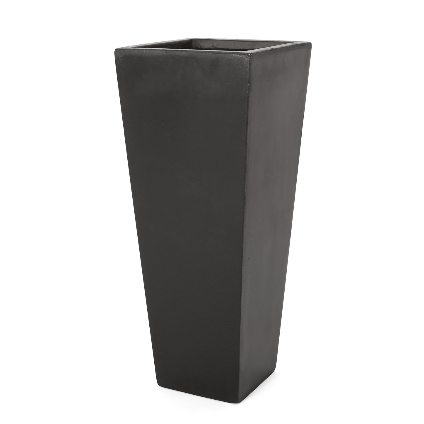 13" x 32.5" Outdoor Modern MGO Cast Stone Planter, Black