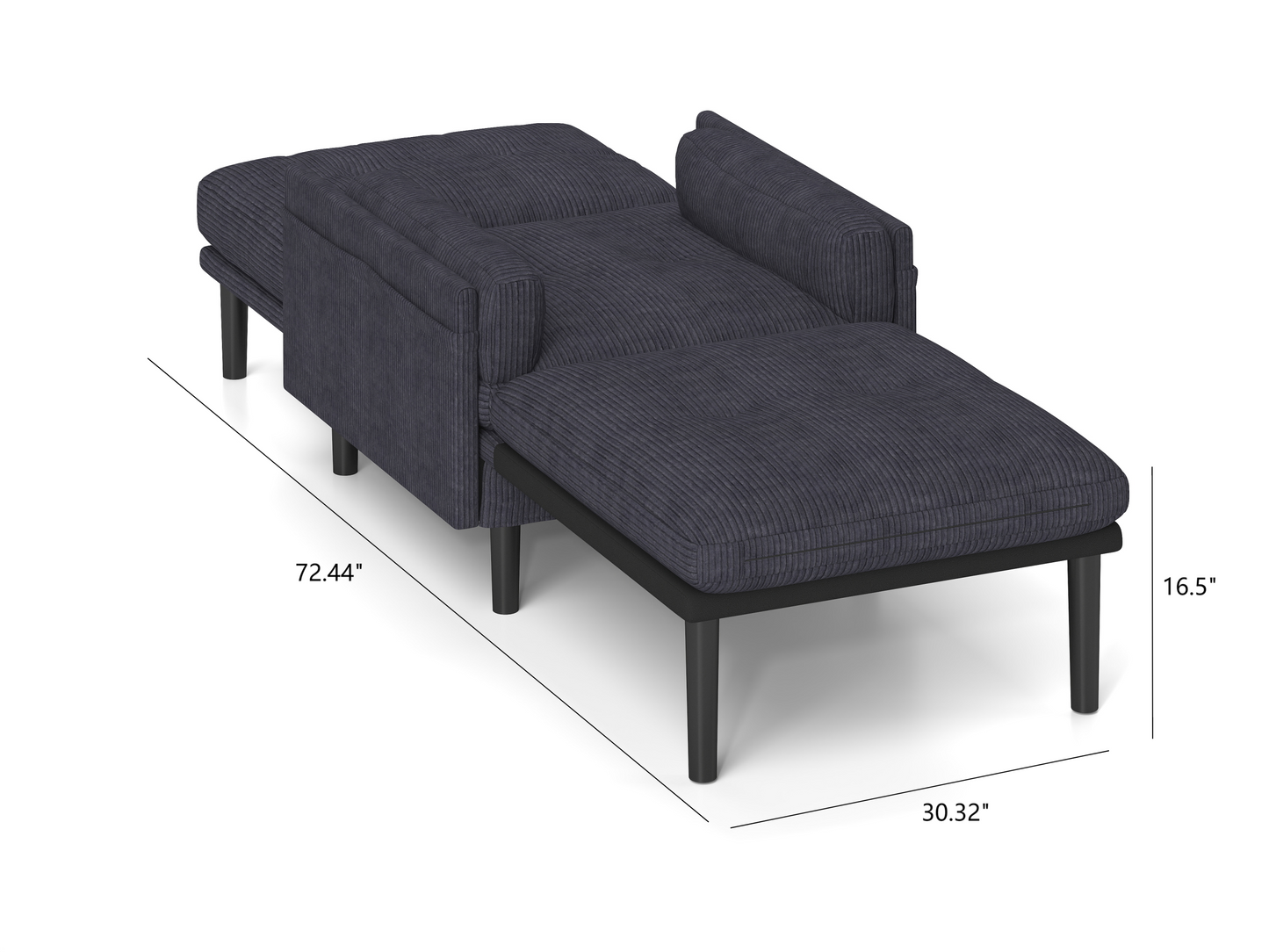 [SantaChoice] Black Multi-Functional Adjustable Sofa, Convertible Lounge Chair and Guest Bed