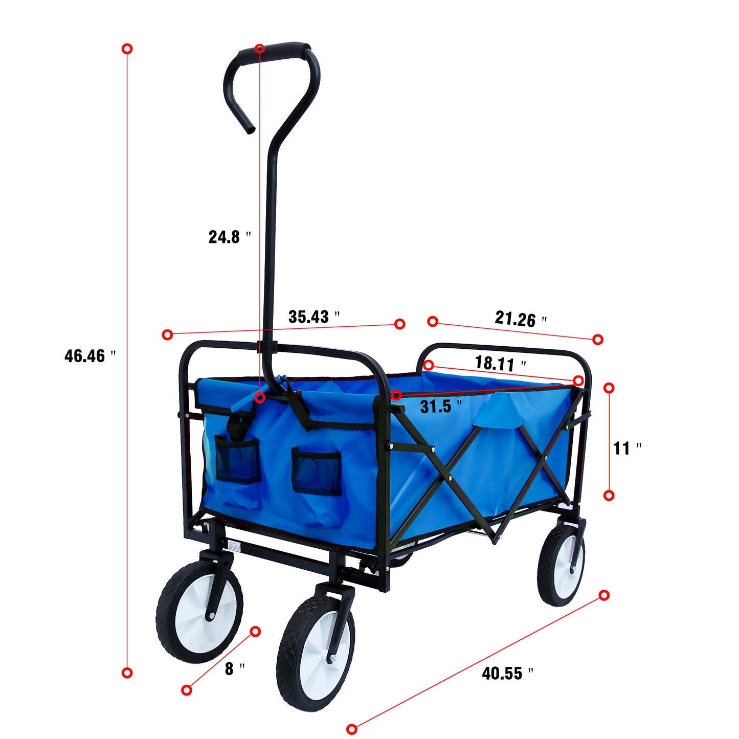 Folding Wagon Garden Shopping Beach Cart (Blue)