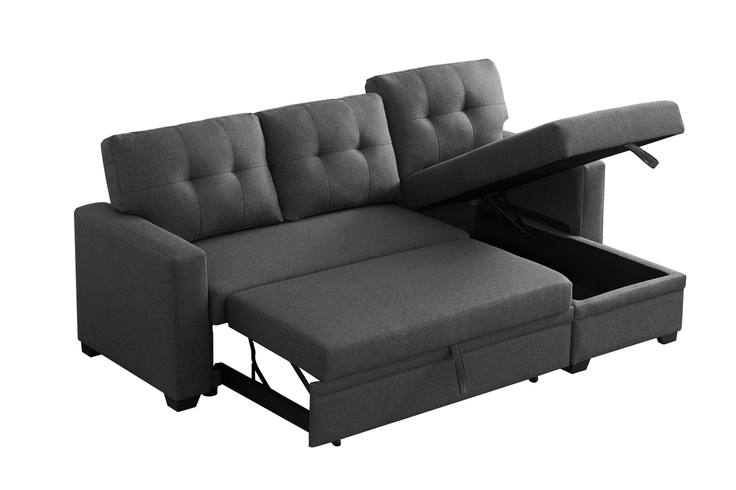 [SantaChoice] Upholstered Pull out Sectional Sofa with Chaise