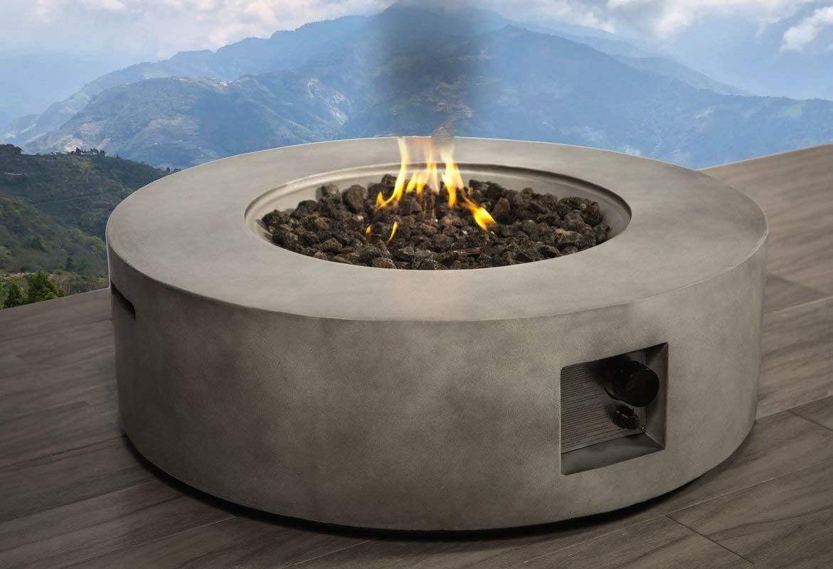 12" H Fiber Reinforced Concrete Outdoor Fire Pit Table