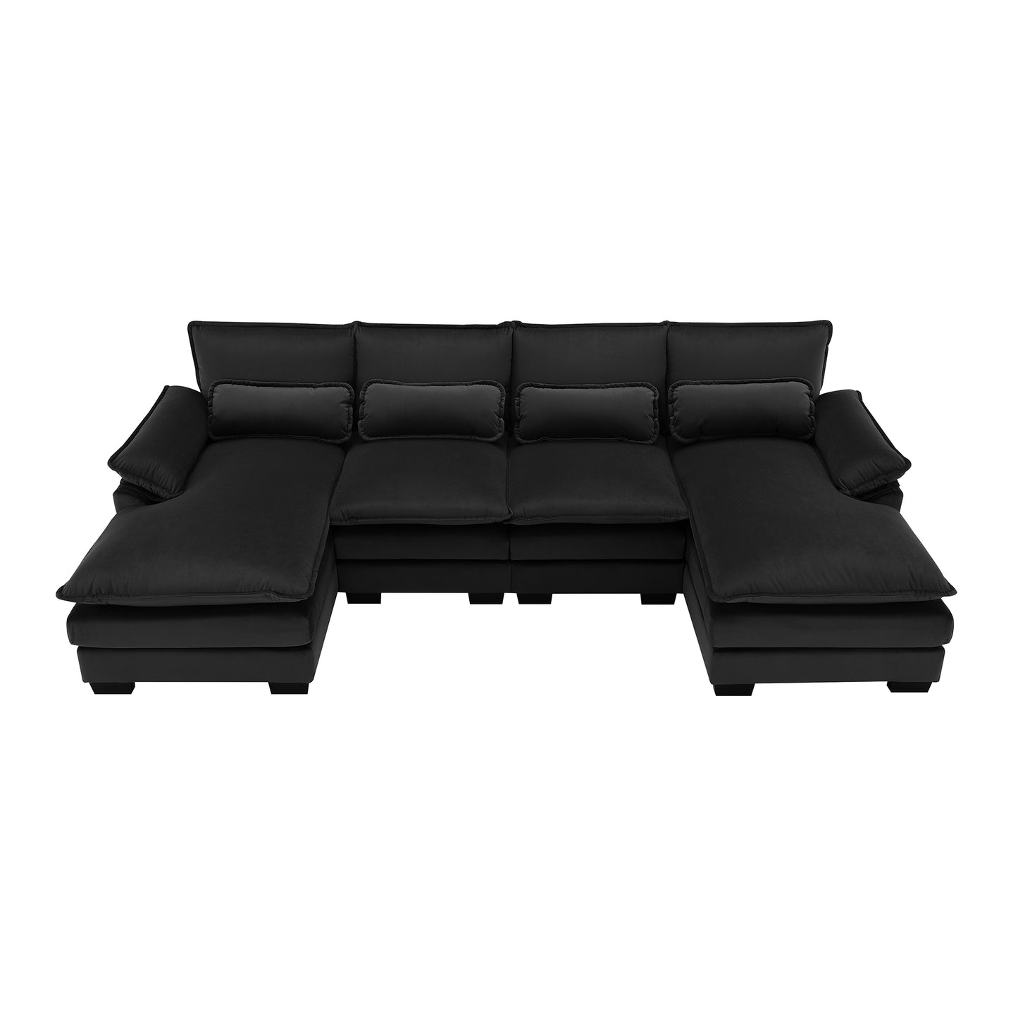 [SantaChoice] 110*55" Modern U-shaped Sectional Sofa with Waist Pillows,6-seat Upholstered Symmetrical Sofa Furniture,Sleeper Sofa Couch with Chaise Lounge for Living Room,Apartment,5 Colours