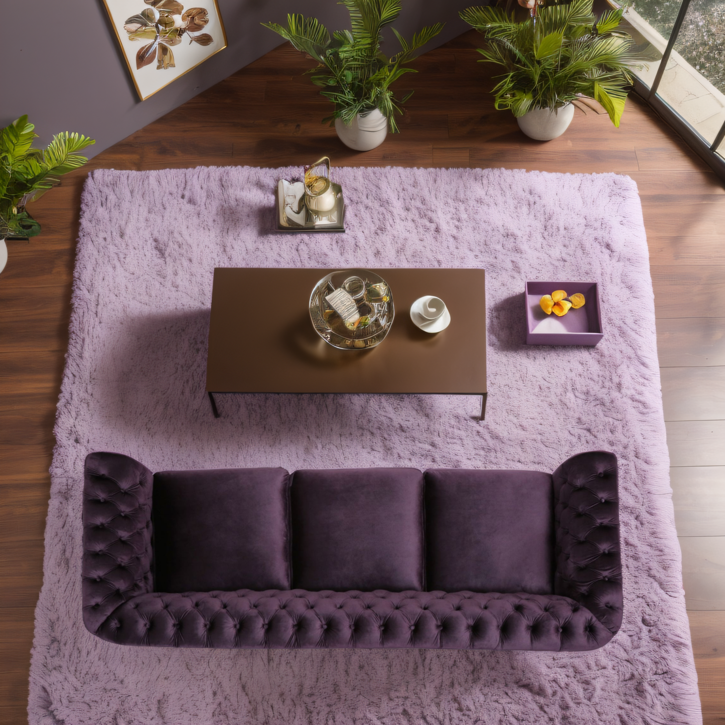 [SantaChoice] Luxurious 3-Seater Purple Velvet Sofa, Featuring a Classic Design with Modern Elegance, Perfect for Adding Sophistication and Style to Any Living Room, Plush Comfort and Durable Craftsmanship