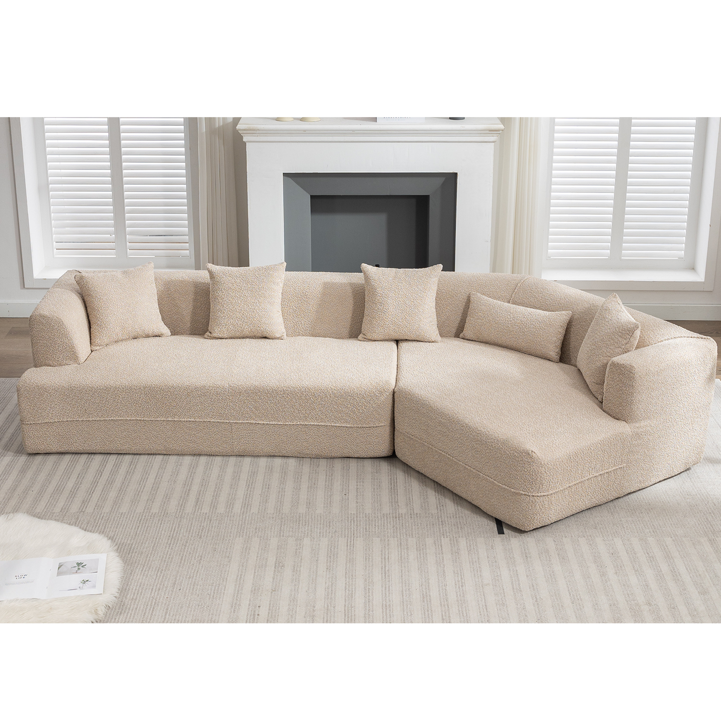 Modular sofa, modern minimalist style sofa,  upholstered ,  free combination, round fiber fabric, anti-wrinkle fabric,Dimension extension,Brown