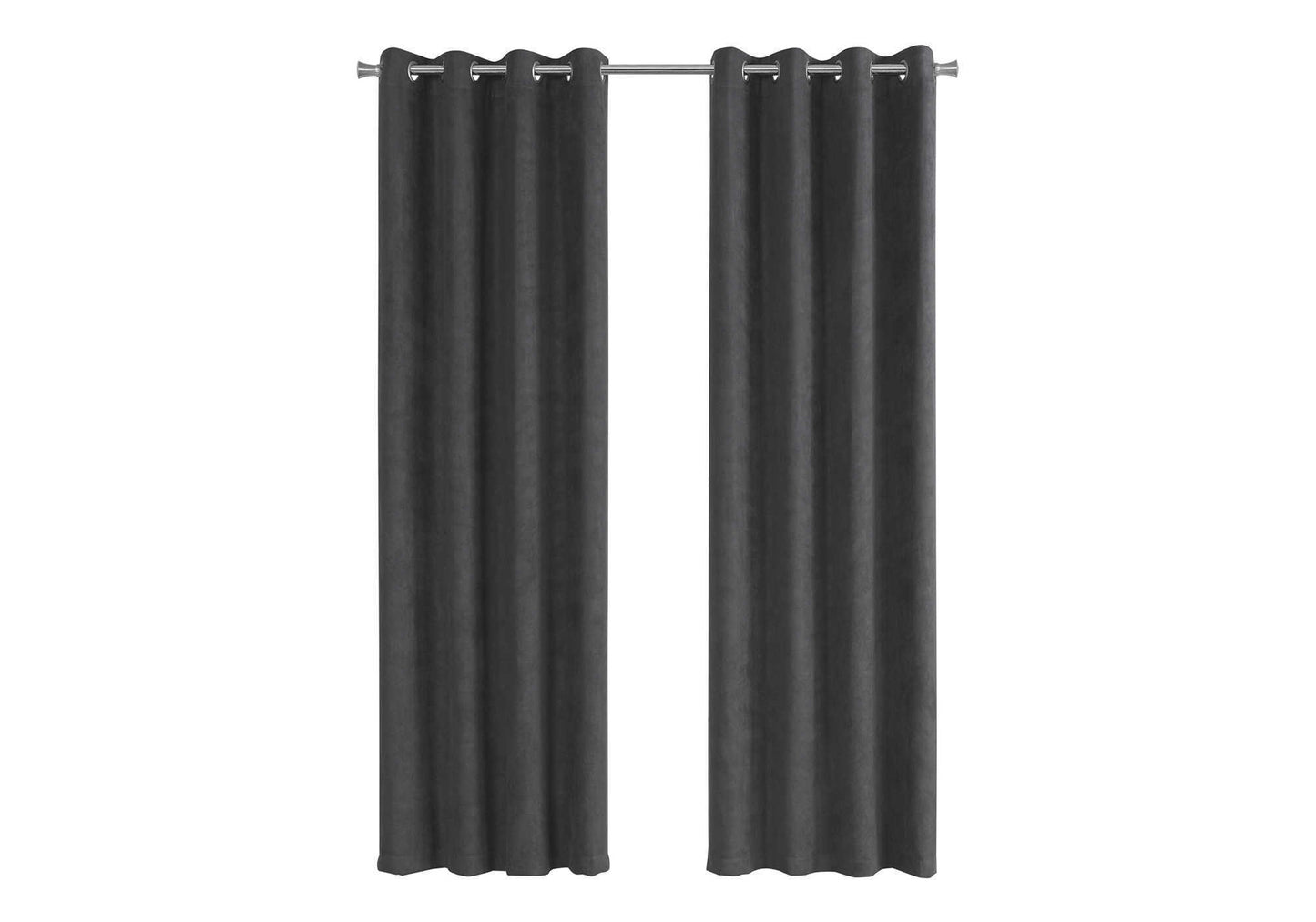 Curtain Panel, 2pcs Set, 54'w X 84'l, Room Darkening, Grommet, Living Room, Bedroom, Kitchen, Grey Micro Suede, Contemporary, Modern