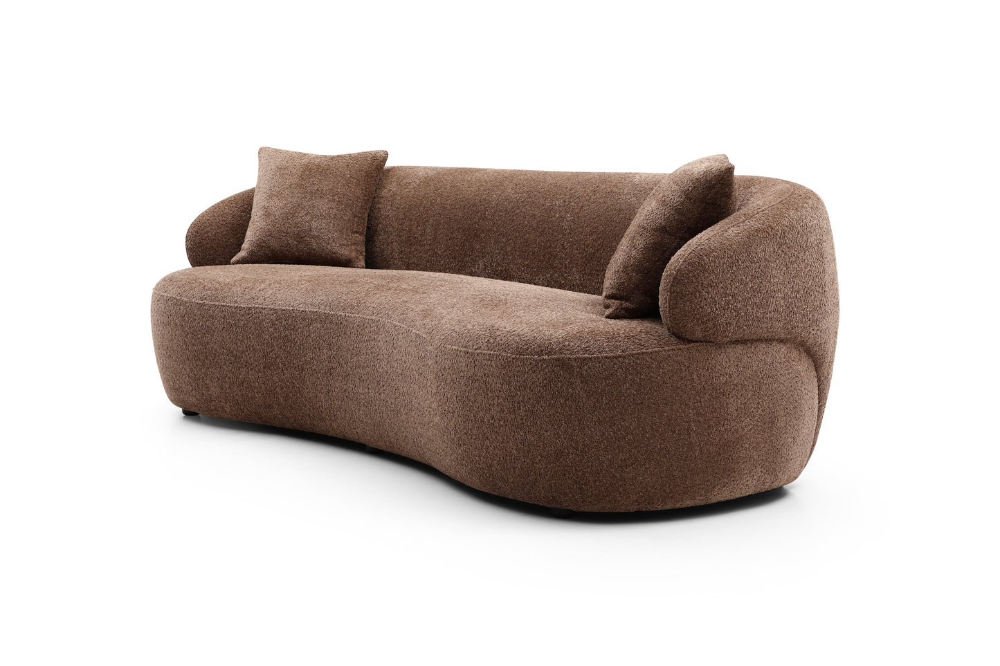 [SantaChoice] Brown Mid Century Modern Curved Sofa, 3 Seat Cloud couch Boucle sofa Fabric Couch for Living Room, Bedroom, Office