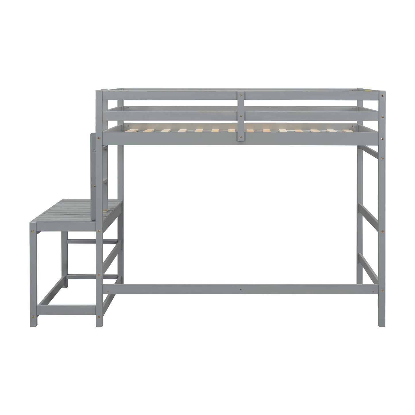 Twin Size High Loft Bed with Ladder landing Platform, Ladders, Guardrails,Grey