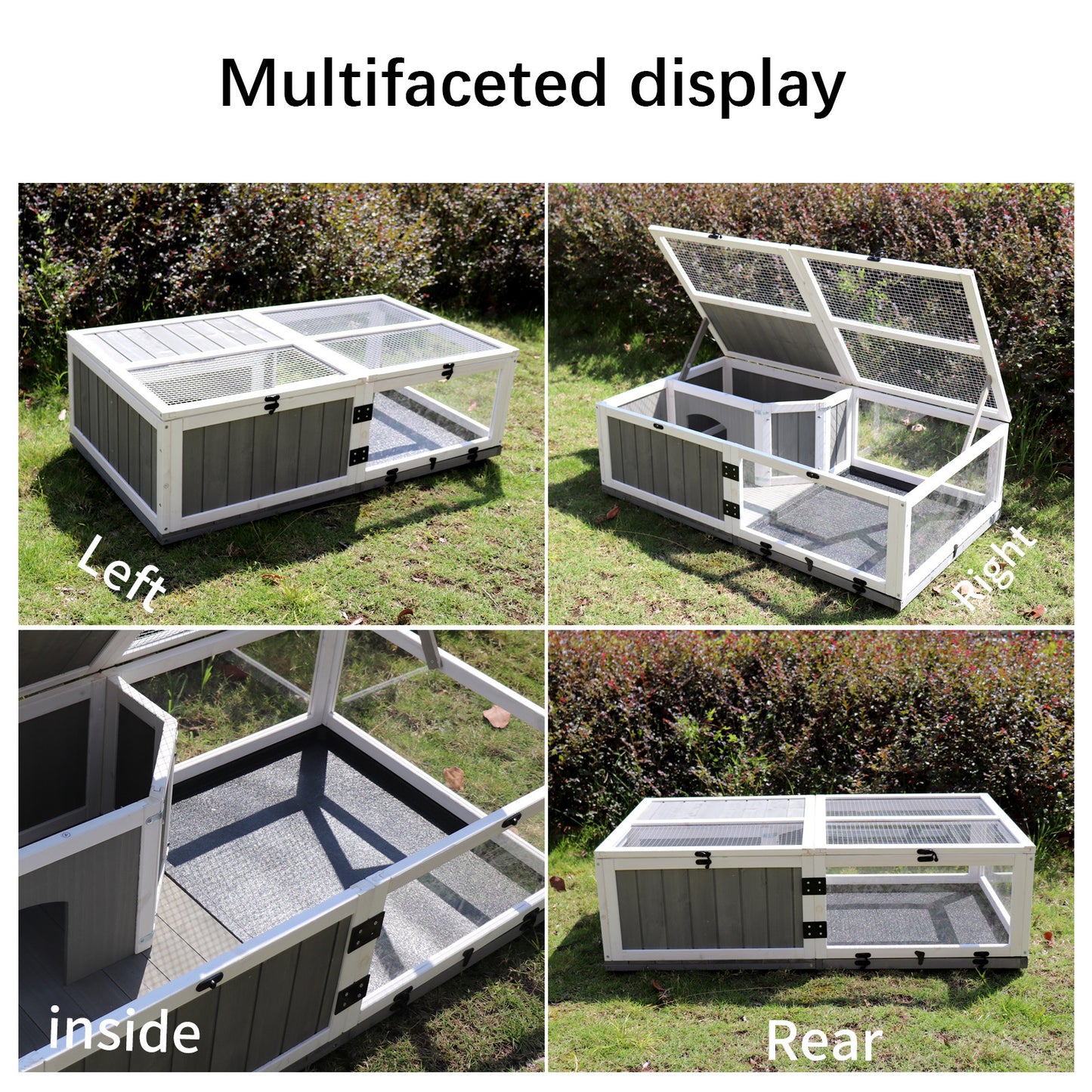 43"Upgrade waterproof tray, activity tray, wooden turtle house indoor small animal turtle cage outdoor wooden reptile cage,with rest area and play water game area