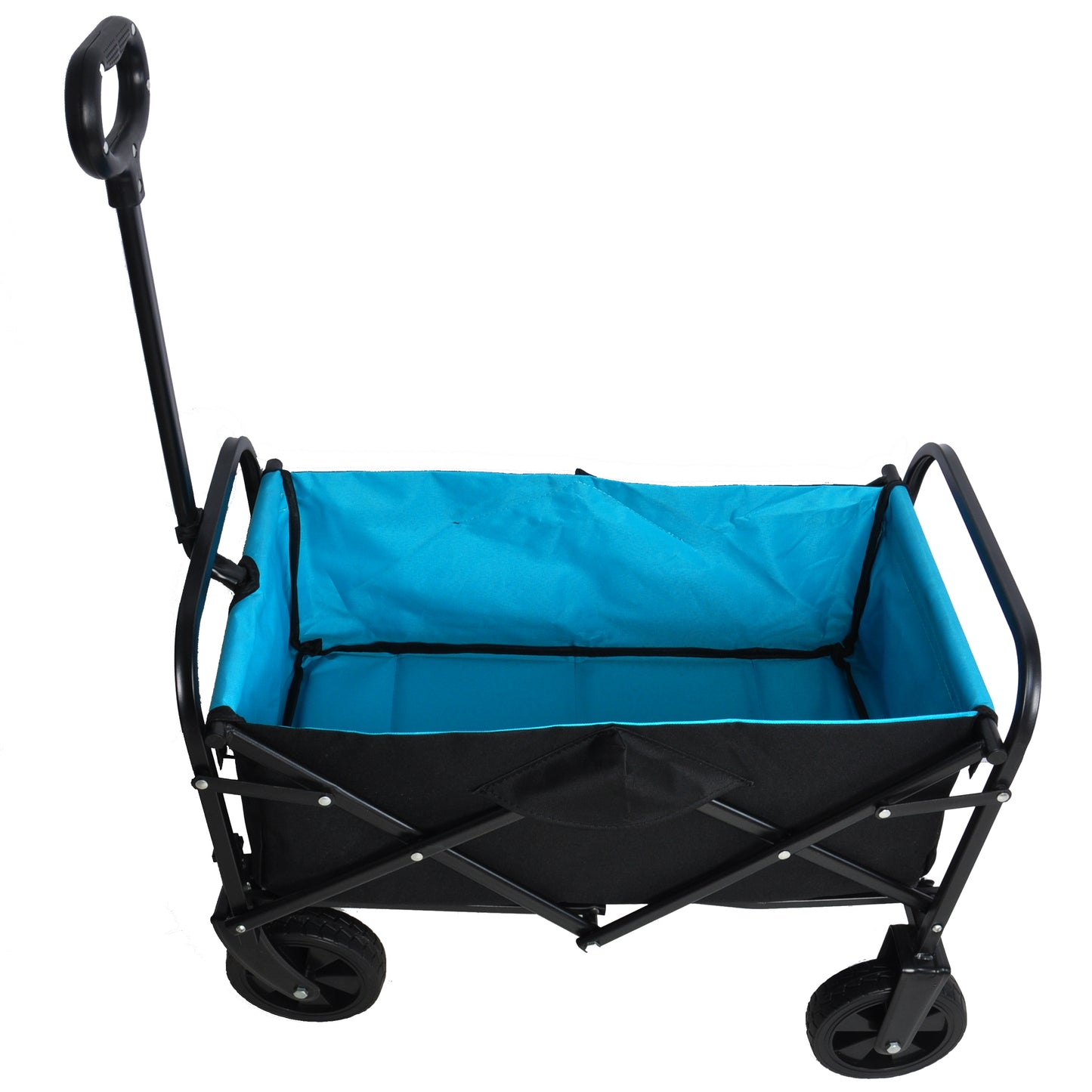 Mini Folding Wagon Garden Shopping Beach Cart (black+blue)