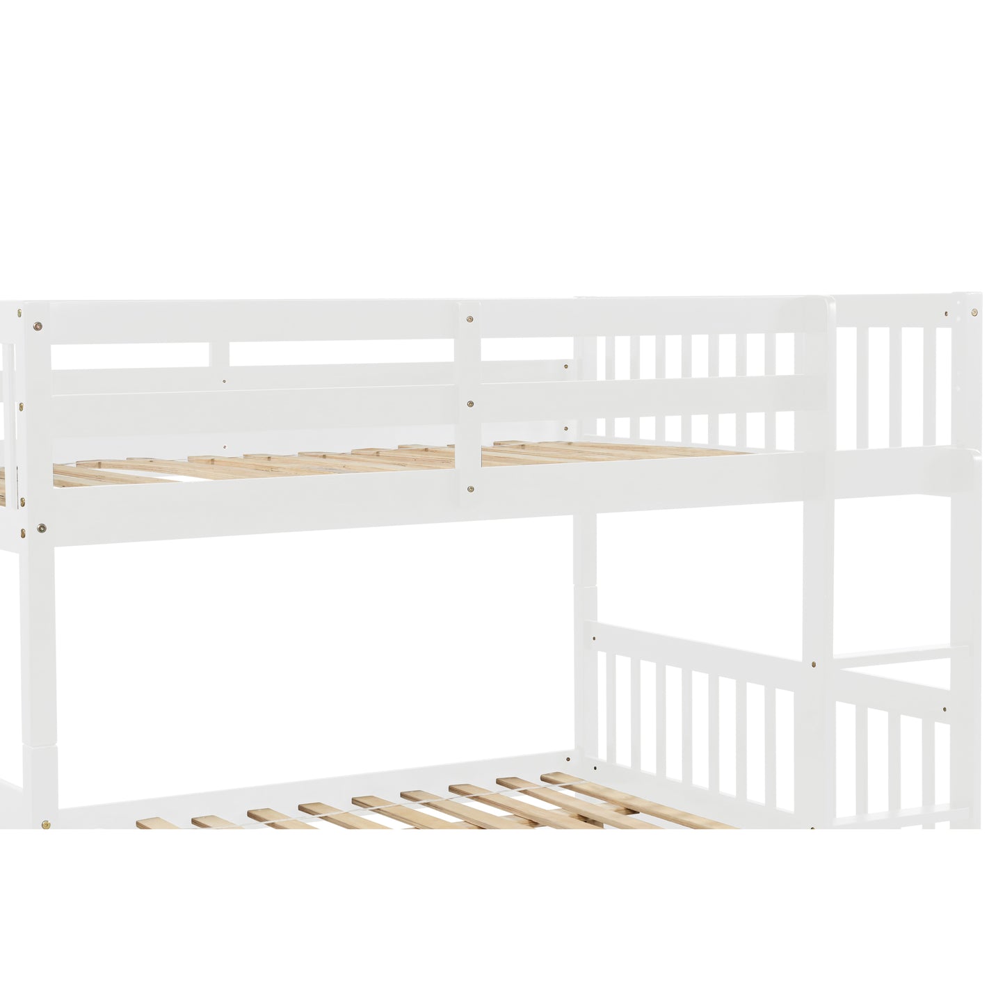 Full Over Full Bunk Bed with Trundle, Convertible to 2 Full Size Platform Bed, Full Size Bunk Bed with Ladder and Safety Rails for Kids, Teens, Adults,White(New Sku:W504S00212)