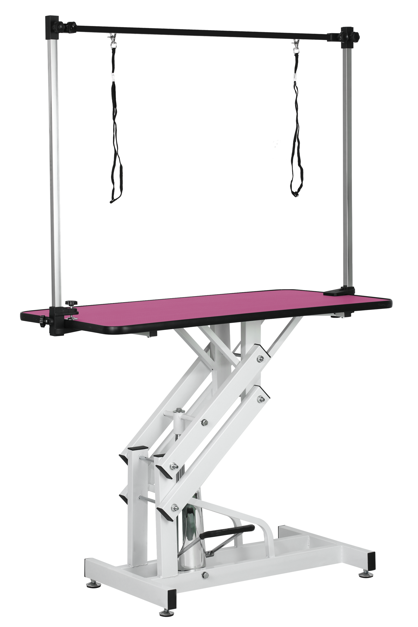 42.5INCH HYDRAULIC PET GROOMING TABLE WITH "H" ARM PINK