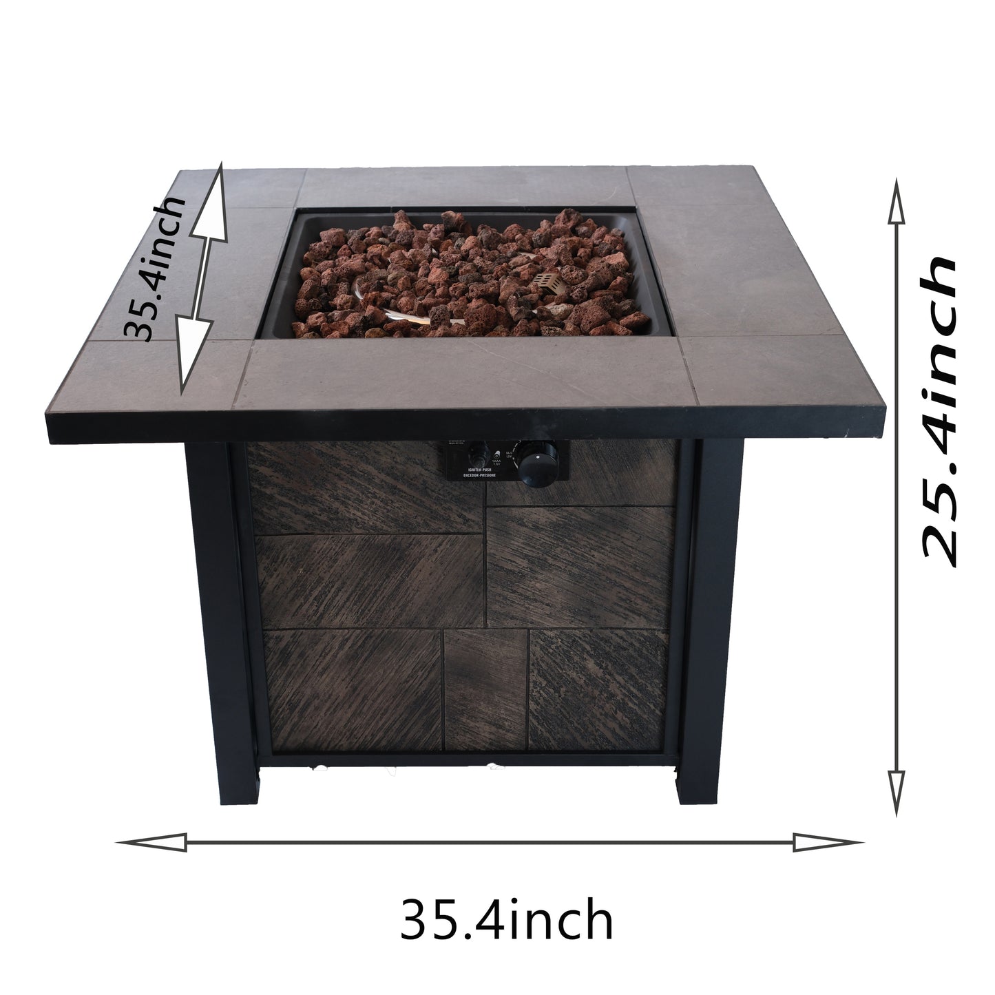 50000 BTU, CSA Certification Square  Gas Fire Table ,Contain 5 kg Lava Stone And Rainproof Cover,Magnesium Oxide Wood Grain Surface Finished,More Suitable for Outdoor Garden Backyard and Durable