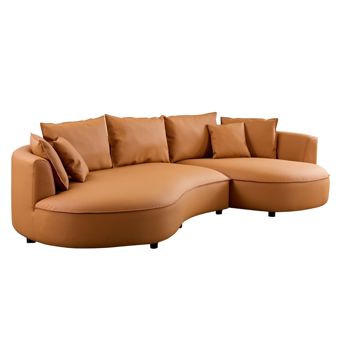 [SantaChoice] Modern Sectional curved Sofa Couch for Living Room,Upholstered 5-Seat Sofa Couch Eco-leather Couch Set for Apartment Office,Orange